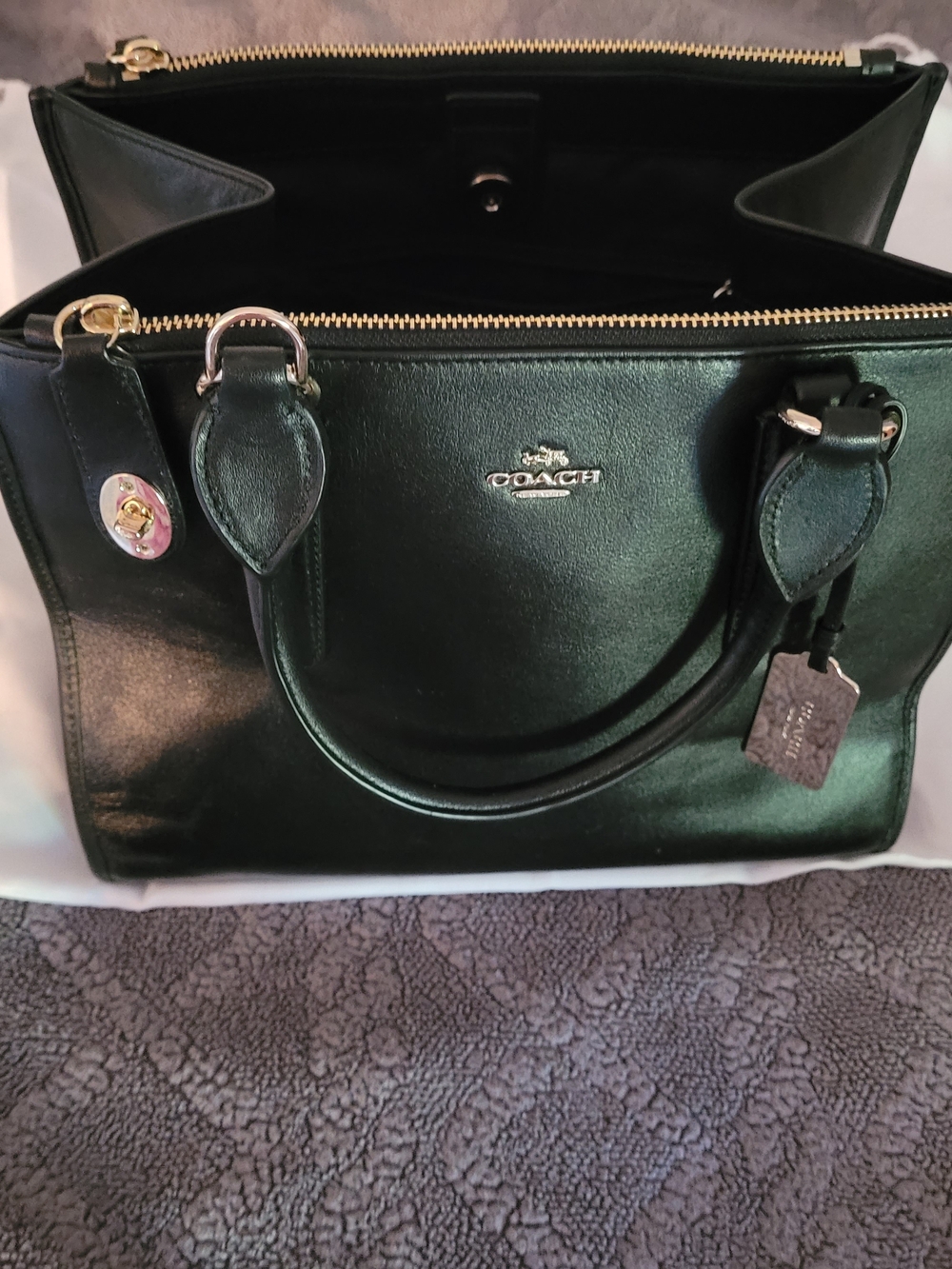 COACH Black Leather Satchel Handbag